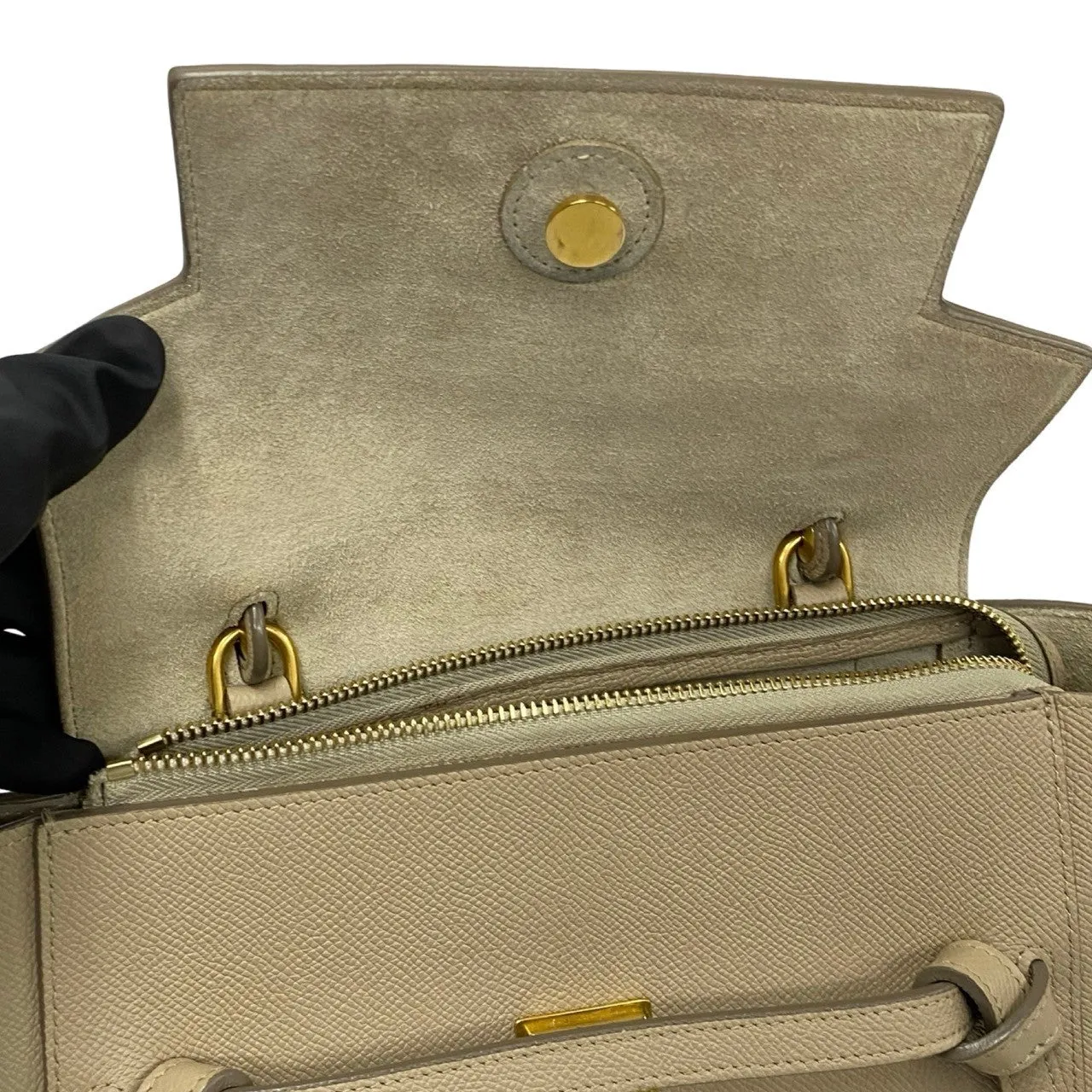 CELINE Shoulder Bag leather beige Belt bag micro