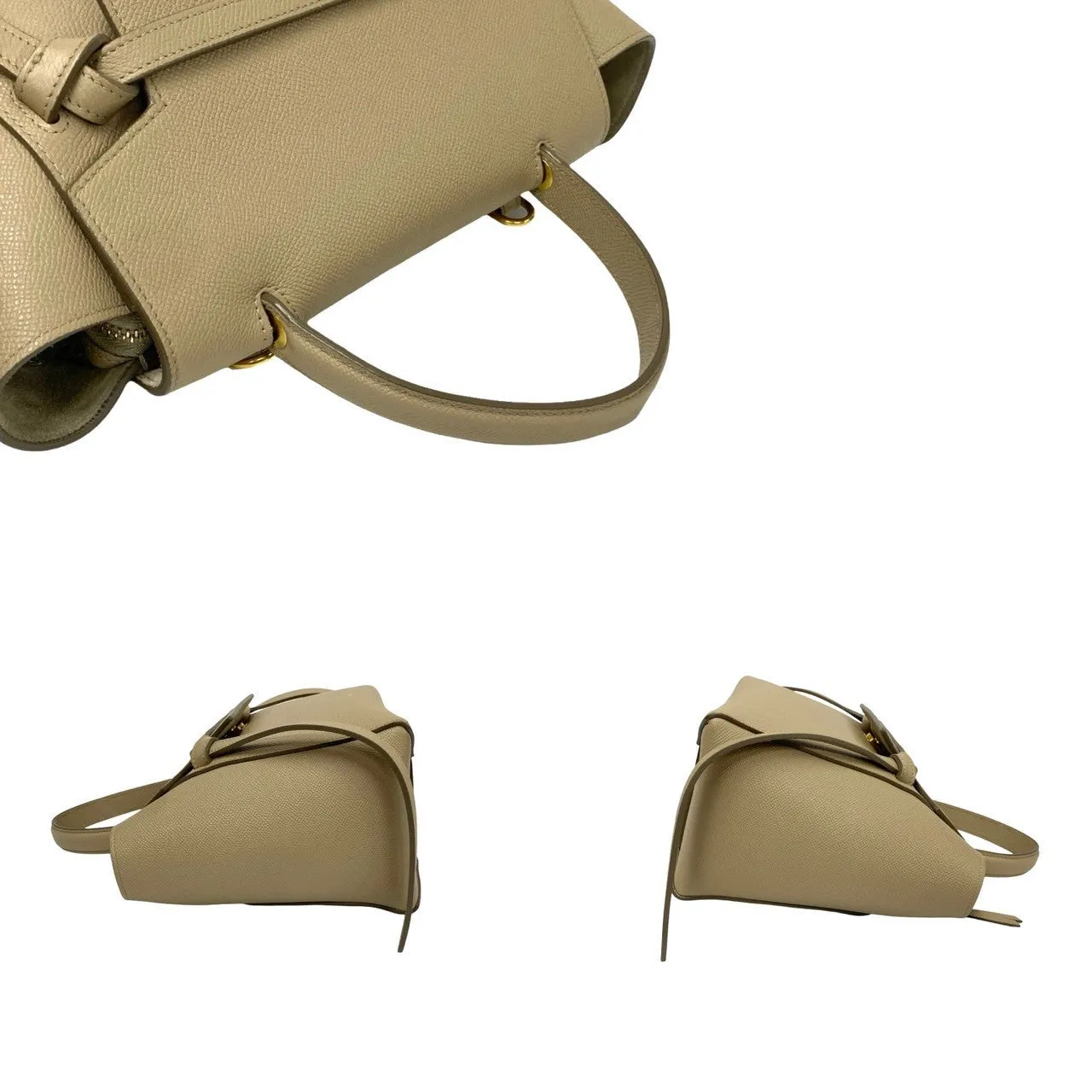 CELINE Shoulder Bag leather beige Belt bag micro
