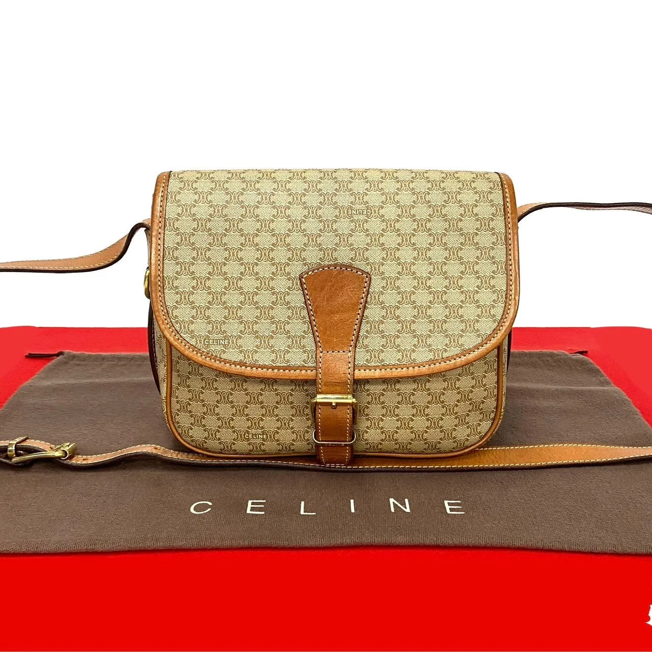 CELINE Shoulder Bag leather Brown