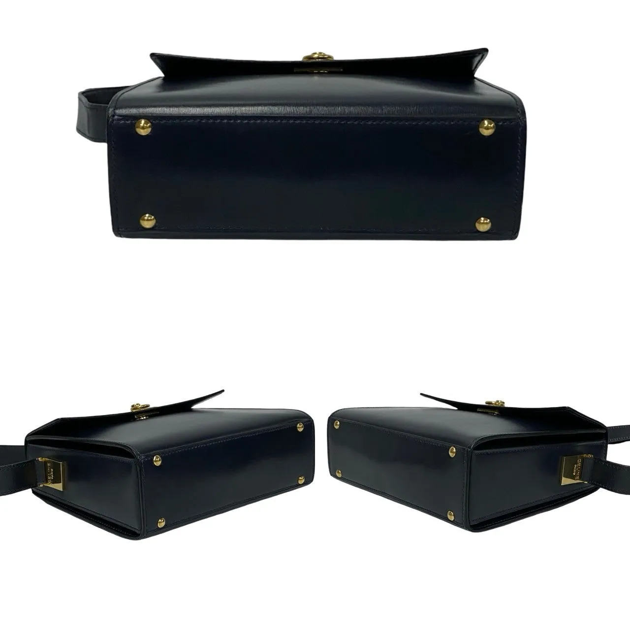 CELINE Shoulder Bag leather Navy