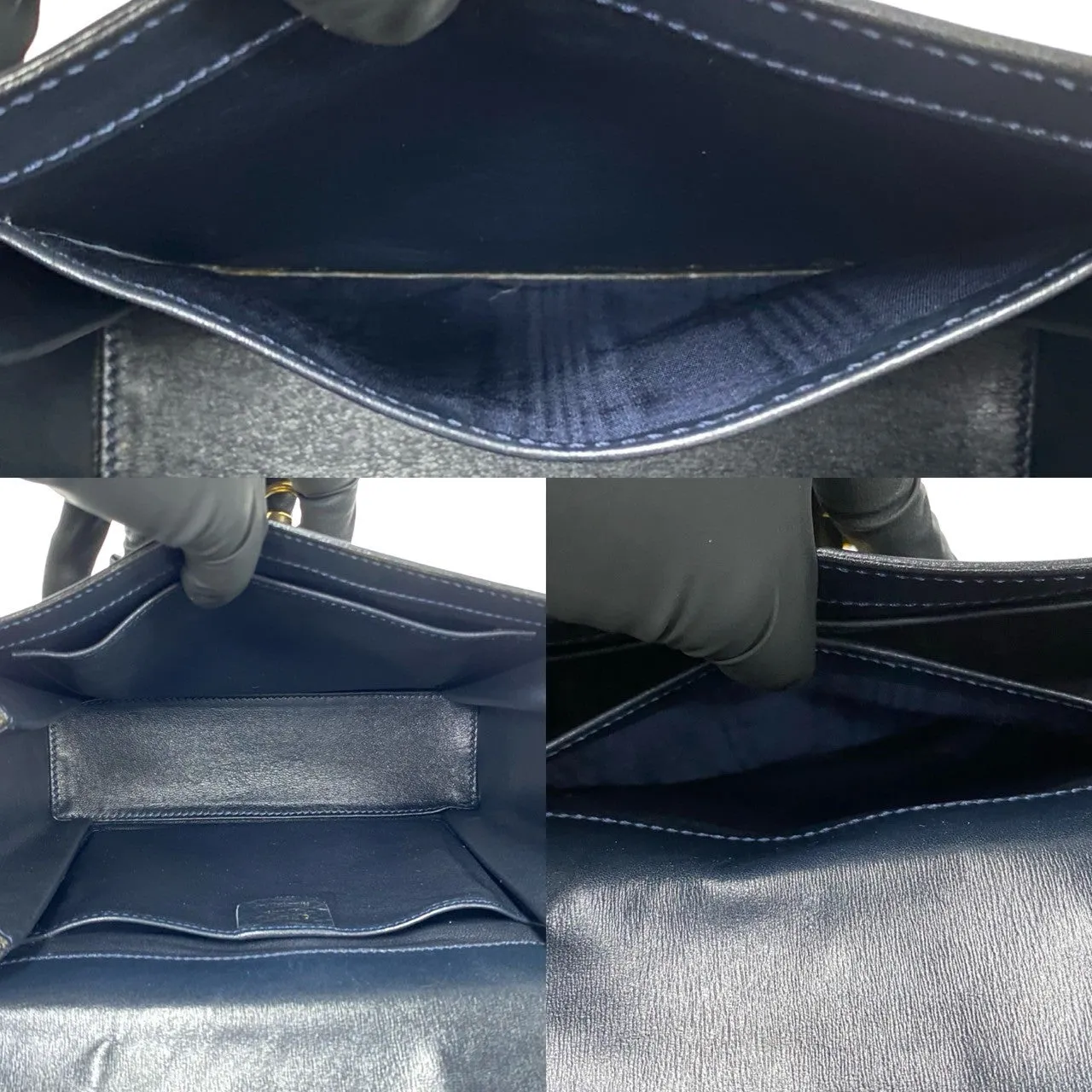 CELINE Shoulder Bag leather Navy