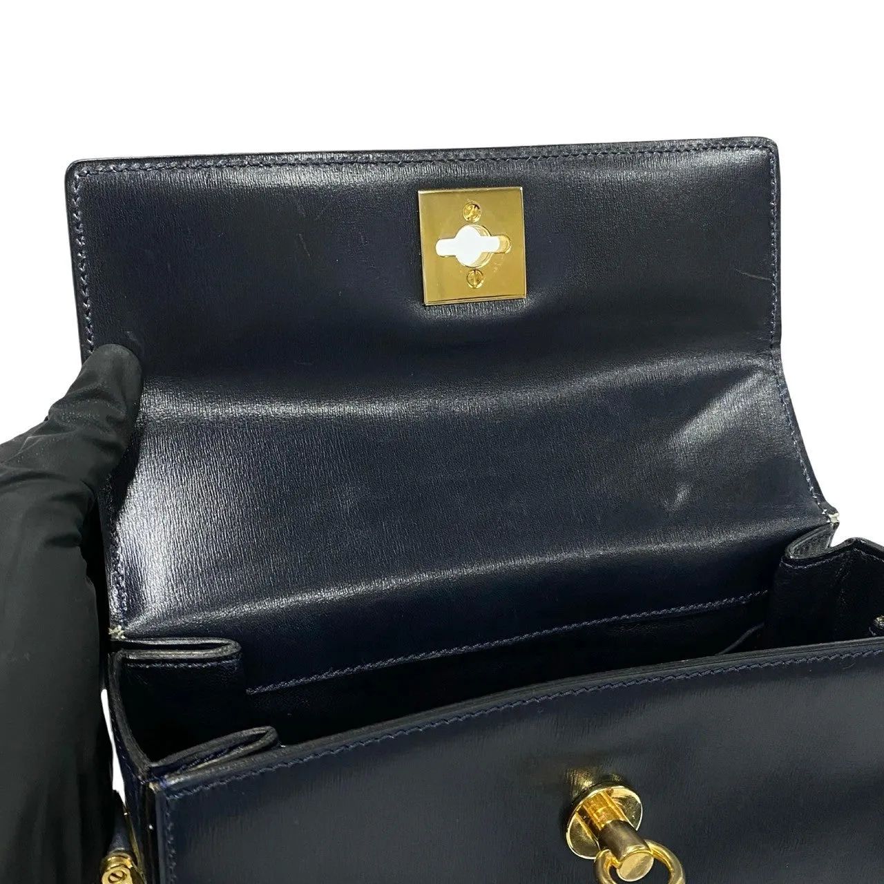 CELINE Shoulder Bag leather Navy