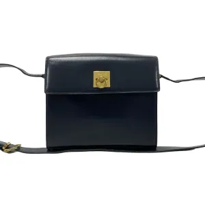 CELINE Shoulder Bag leather Navy