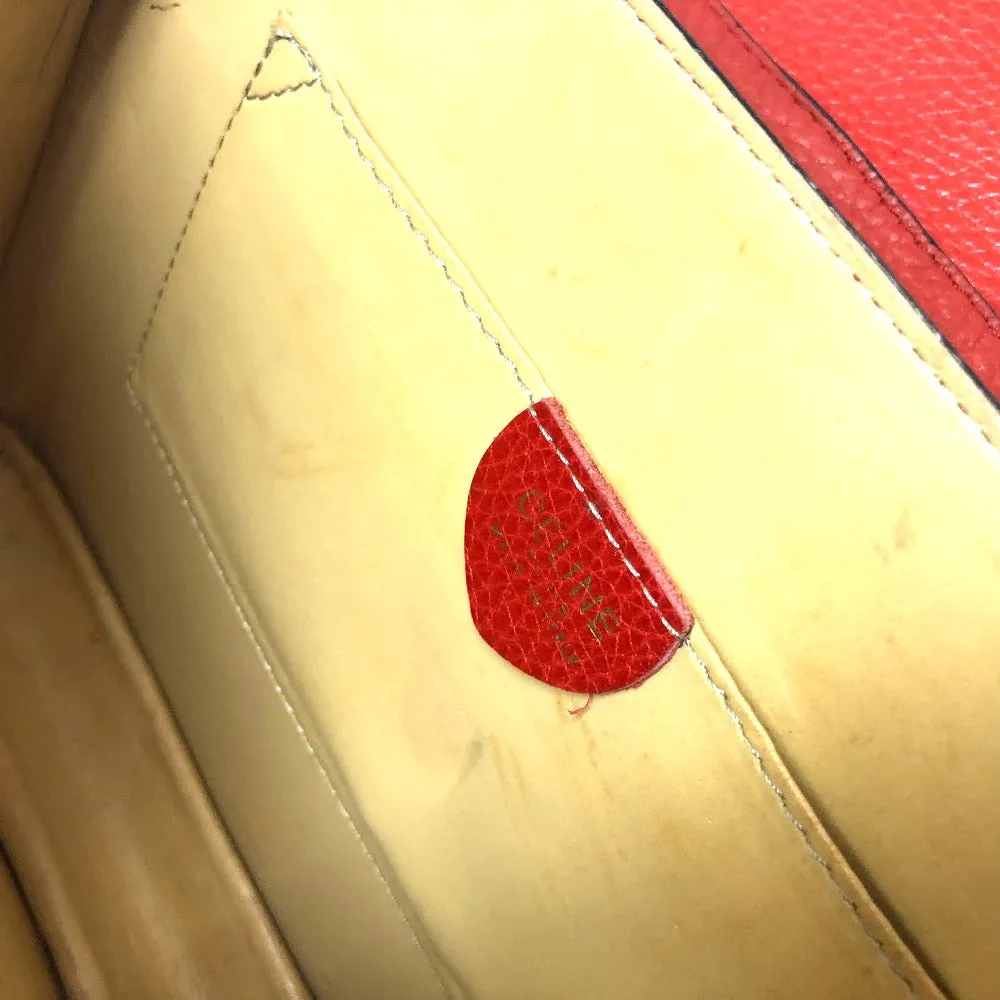 CELINE Shoulder Bag leather Red Crossbody bag vintage Women Used