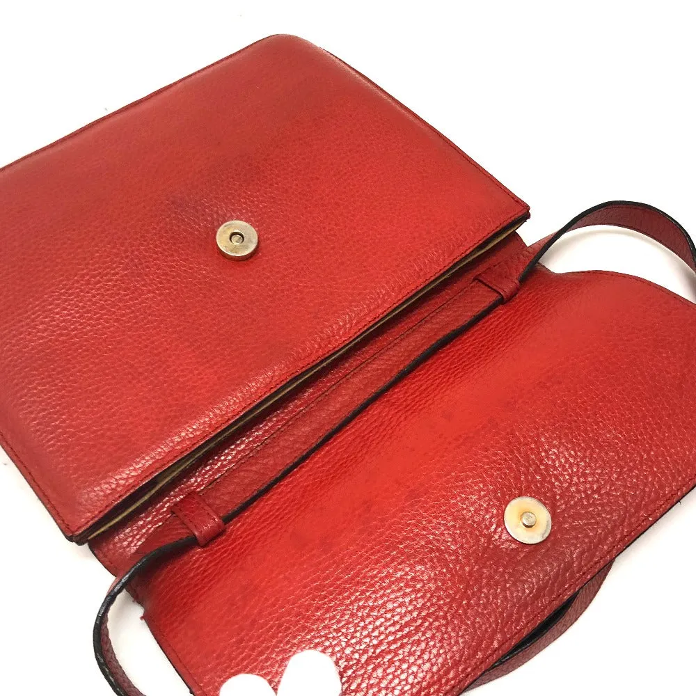 CELINE Shoulder Bag leather Red Crossbody bag vintage Women Used