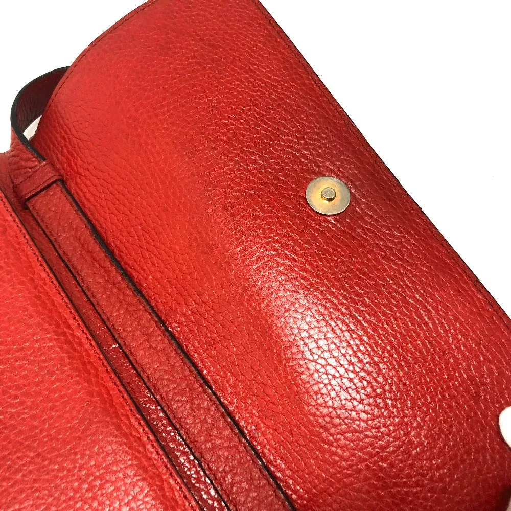 CELINE Shoulder Bag leather Red Crossbody bag vintage Women Used