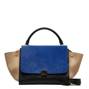 Celine Trapeze  blue Leather Handbag Shoulder Bag (Pre-Owned)