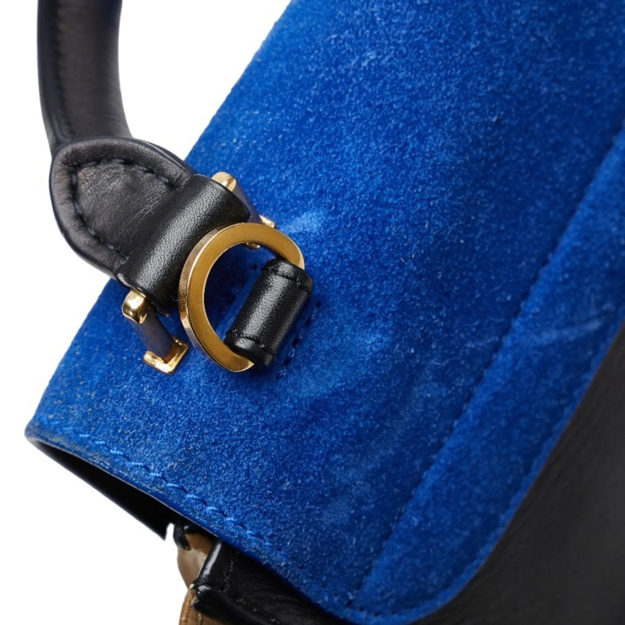 Celine Trapeze  blue Leather Handbag Shoulder Bag (Pre-Owned)