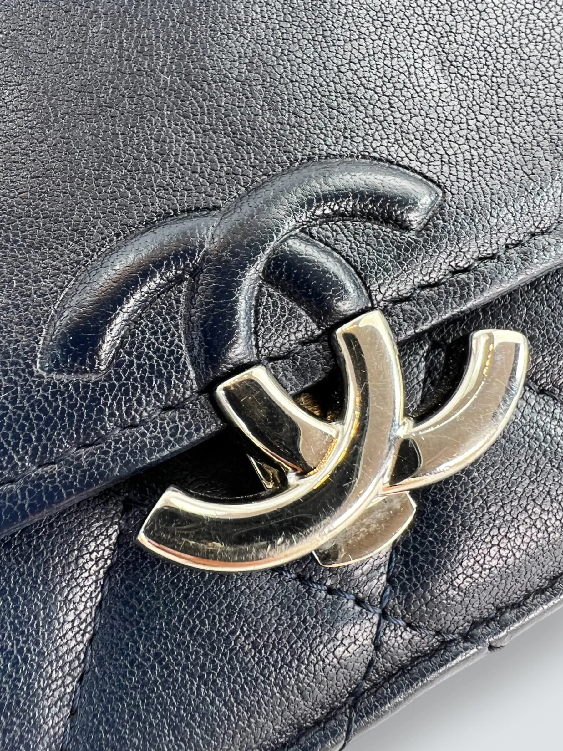 Chanel Navy Lambskin Leather Wallet on Chain (WOC)