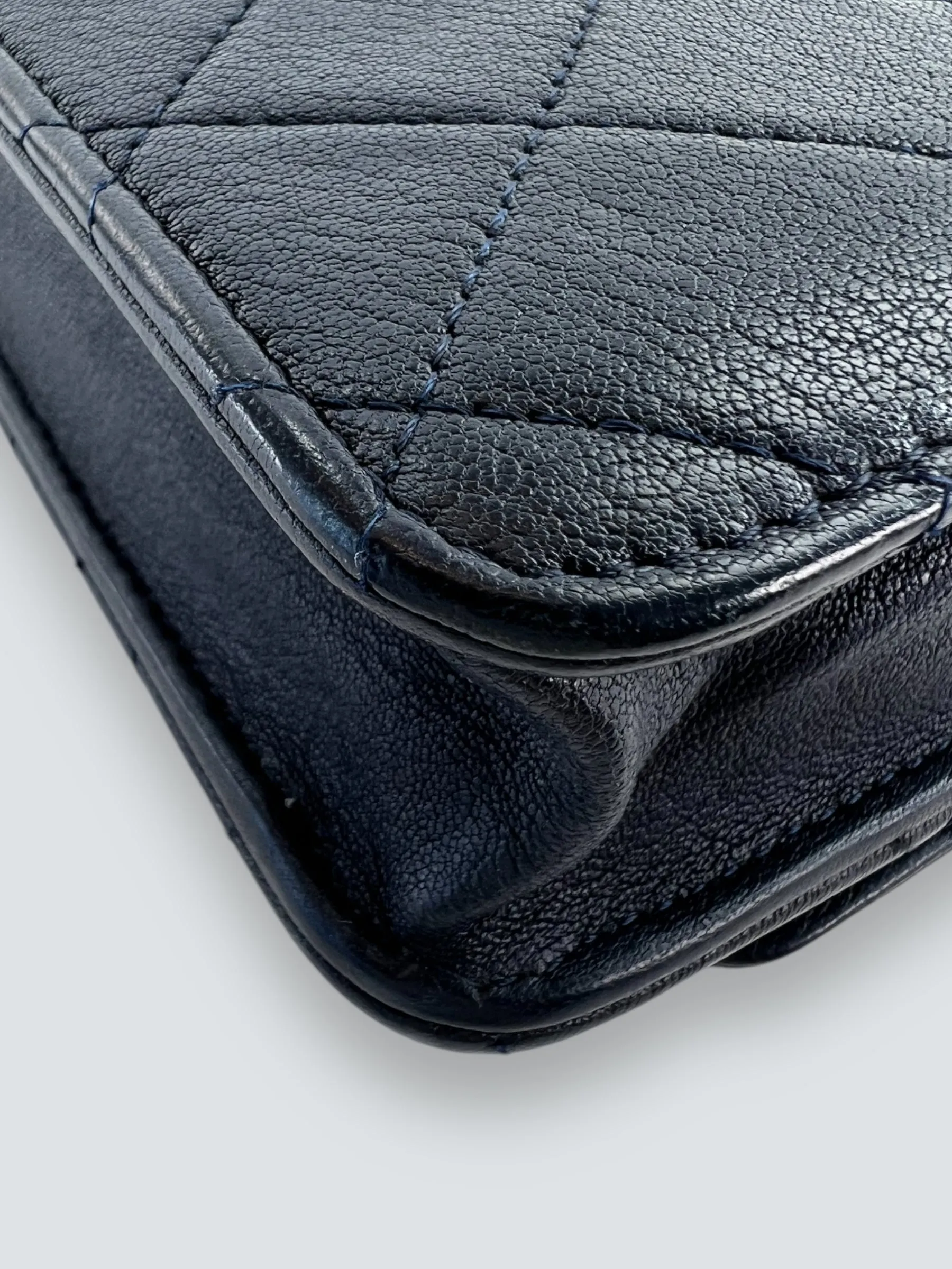 Chanel Navy Lambskin Leather Wallet on Chain (WOC)