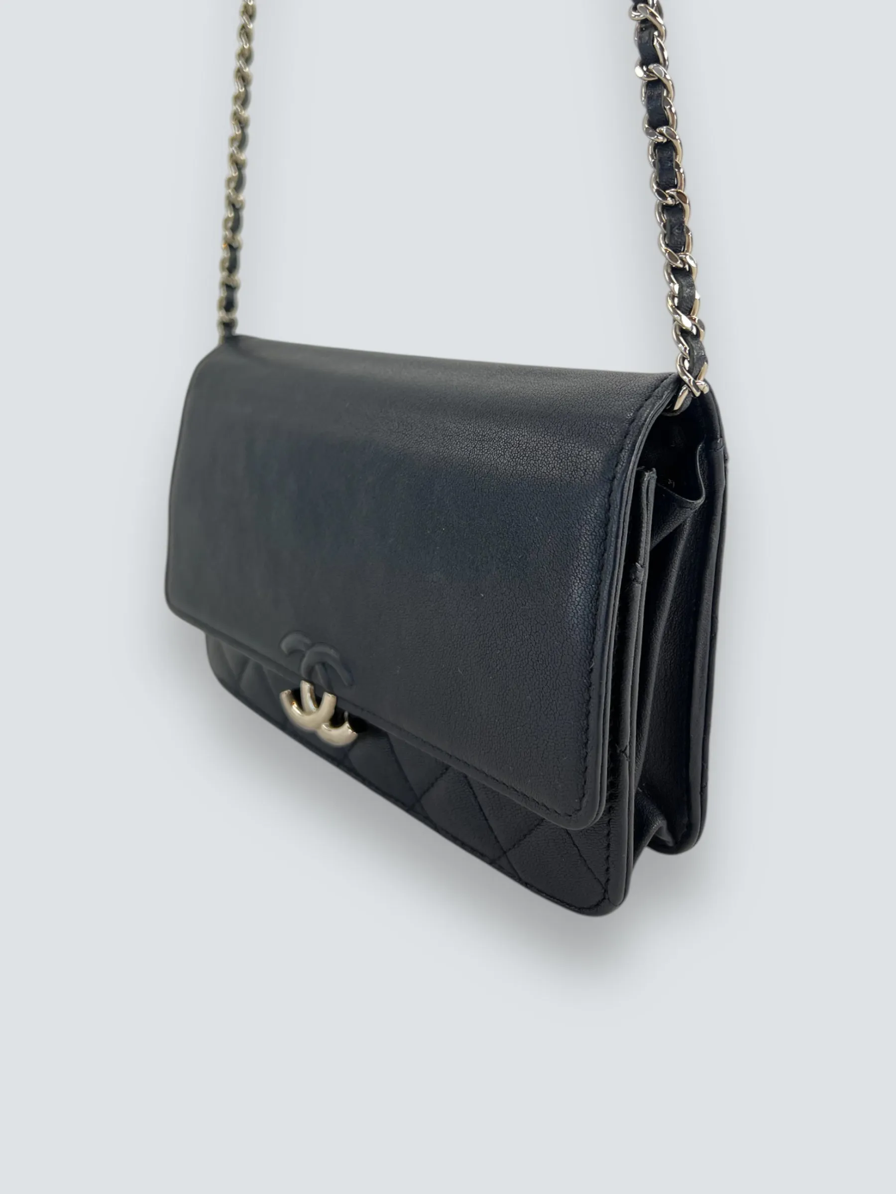 Chanel Navy Lambskin Leather Wallet on Chain (WOC)