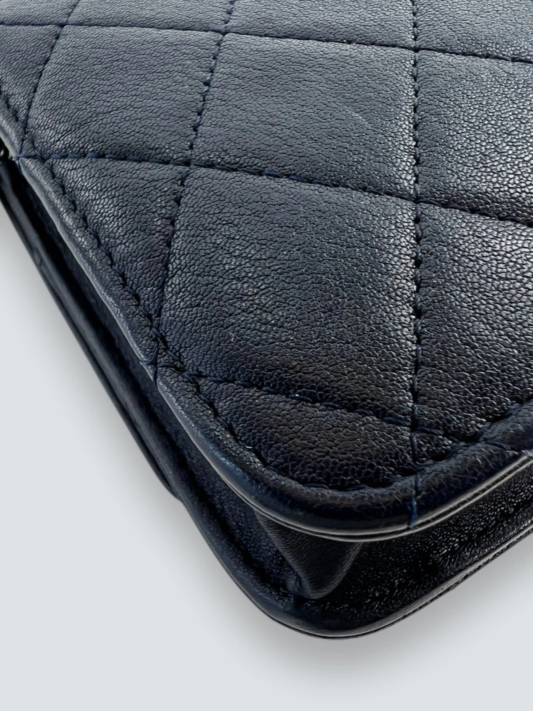 Chanel Navy Lambskin Leather Wallet on Chain (WOC)
