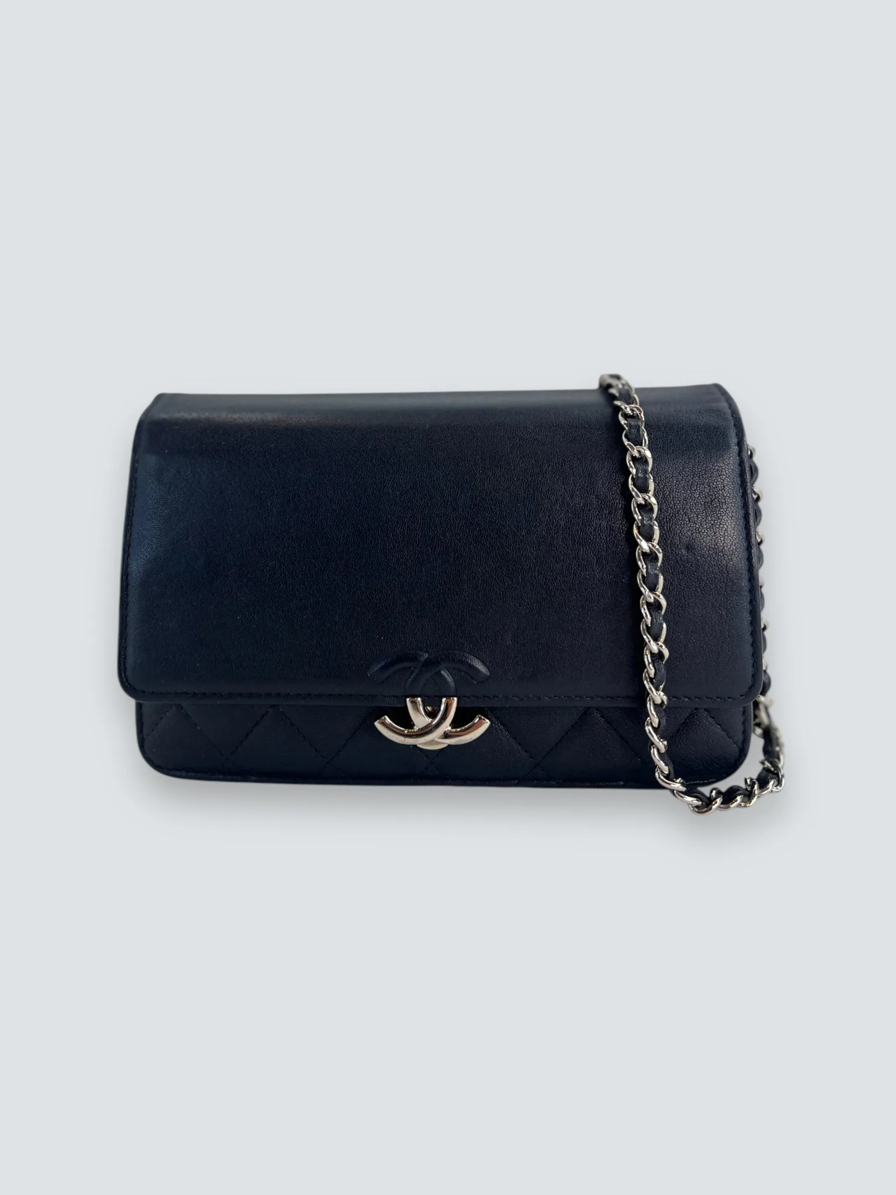 Chanel Navy Lambskin Leather Wallet on Chain (WOC)