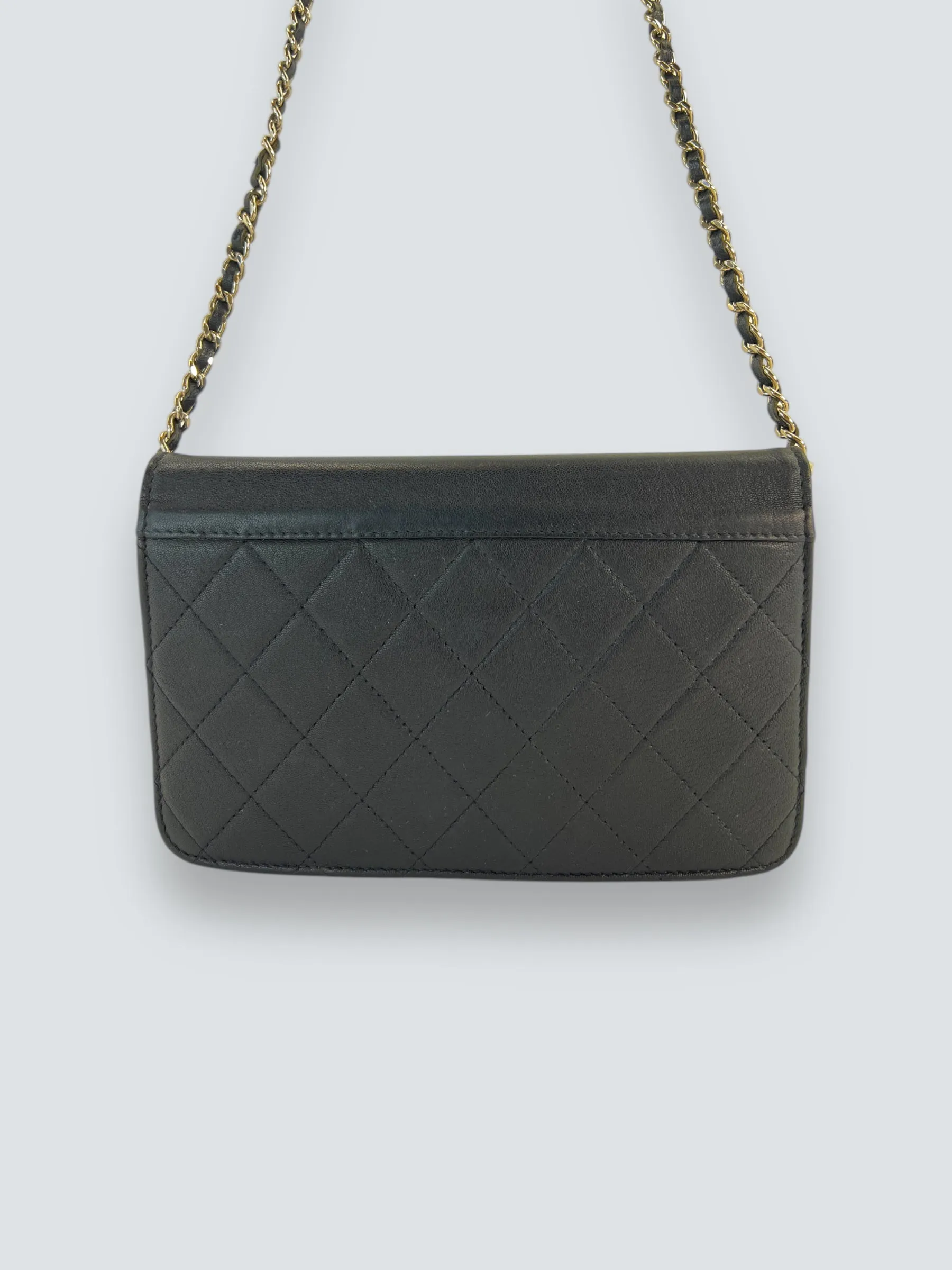 Chanel Navy Lambskin Leather Wallet on Chain (WOC)