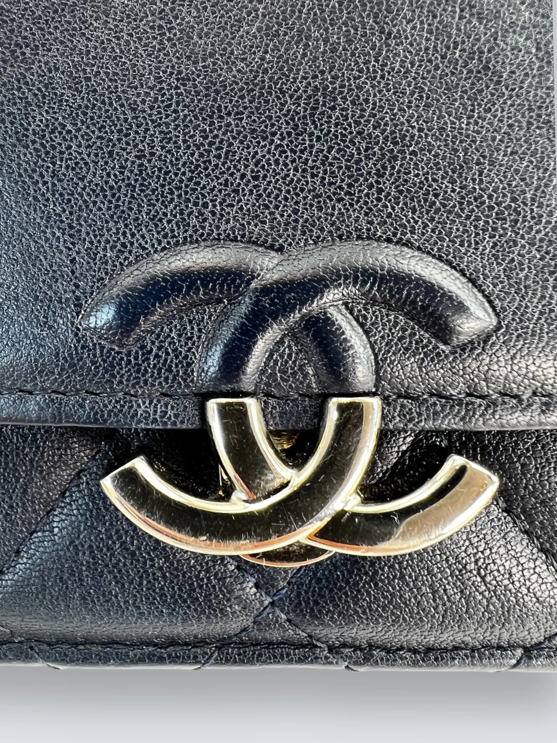 Chanel Navy Lambskin Leather Wallet on Chain (WOC)