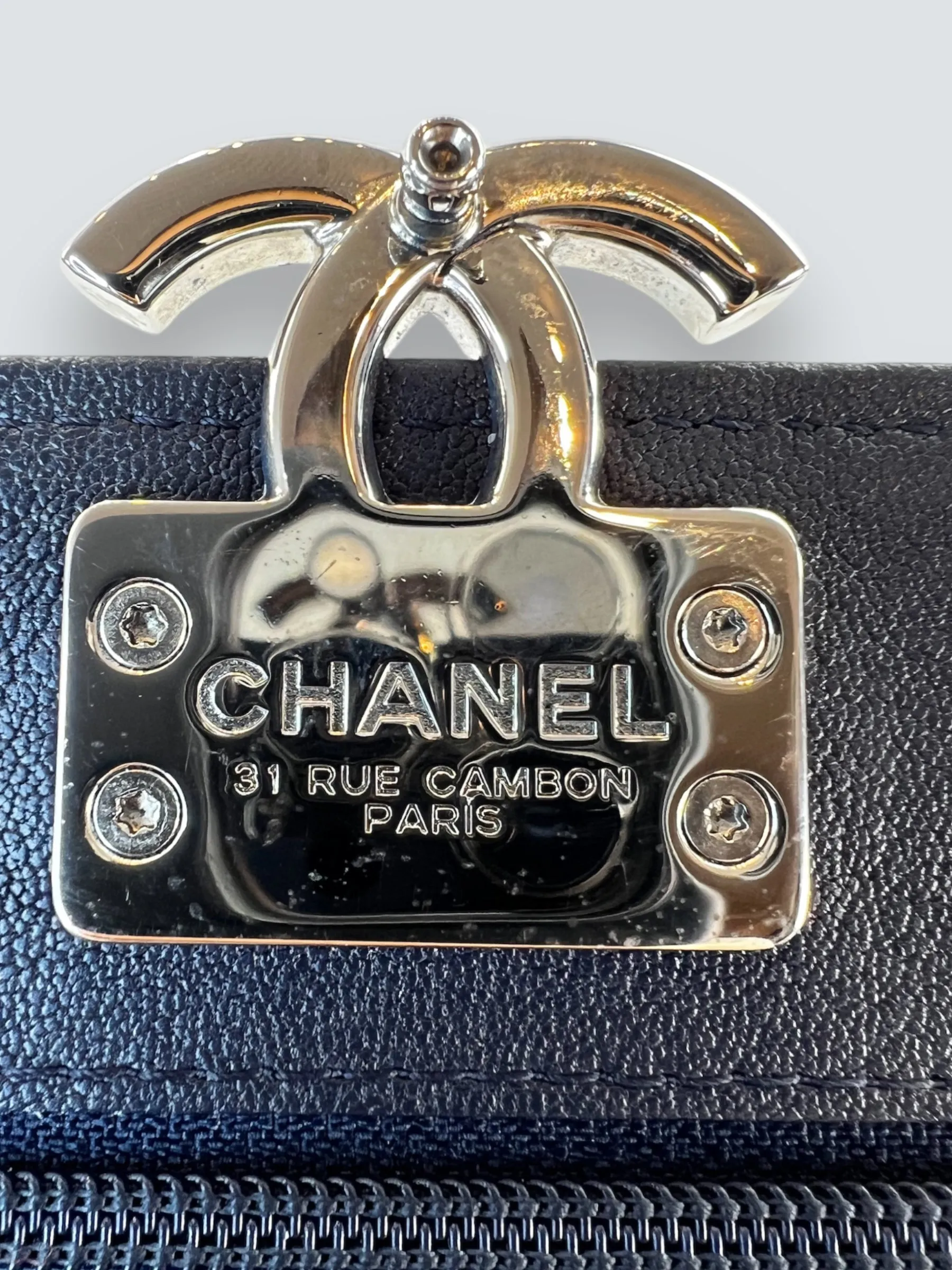 Chanel Navy Lambskin Leather Wallet on Chain (WOC)