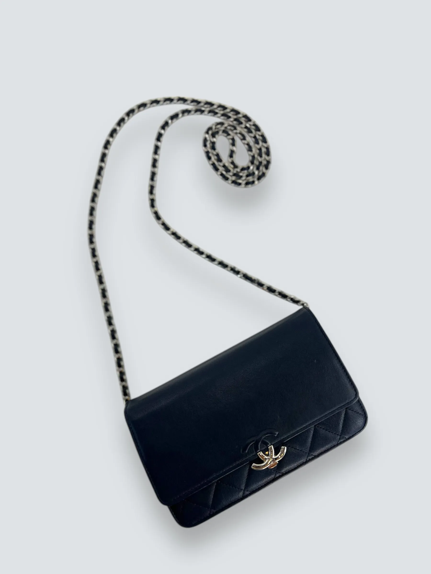 Chanel Navy Lambskin Leather Wallet on Chain (WOC)