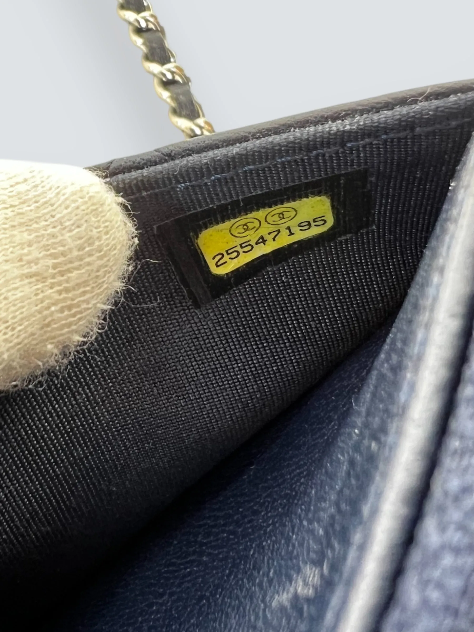 Chanel Navy Lambskin Leather Wallet on Chain (WOC)