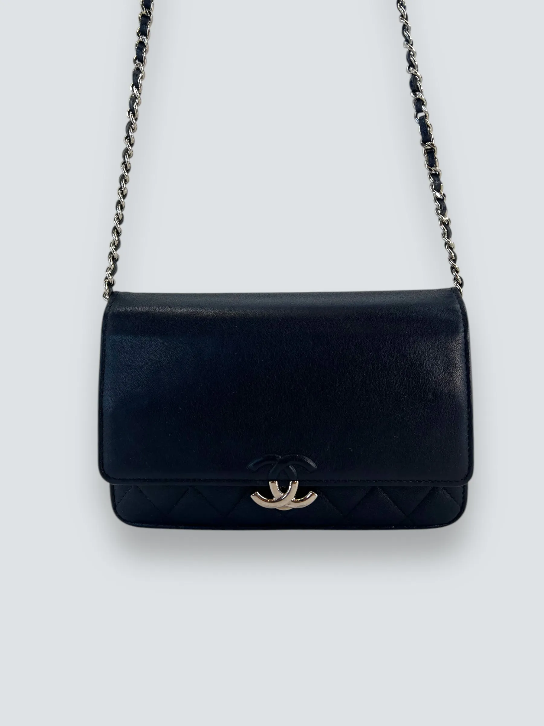 Chanel Navy Lambskin Leather Wallet on Chain (WOC)