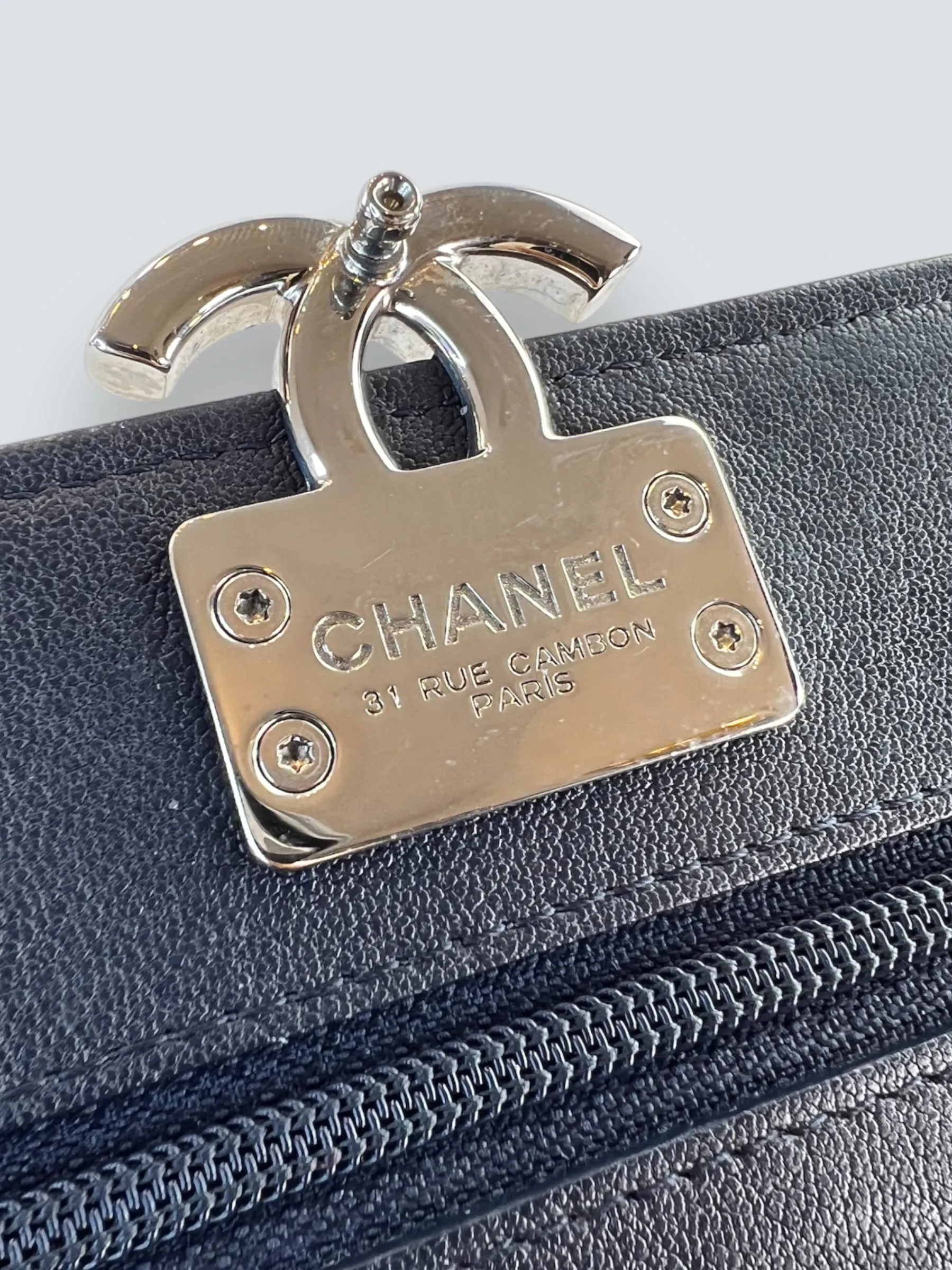 Chanel Navy Lambskin Leather Wallet on Chain (WOC)