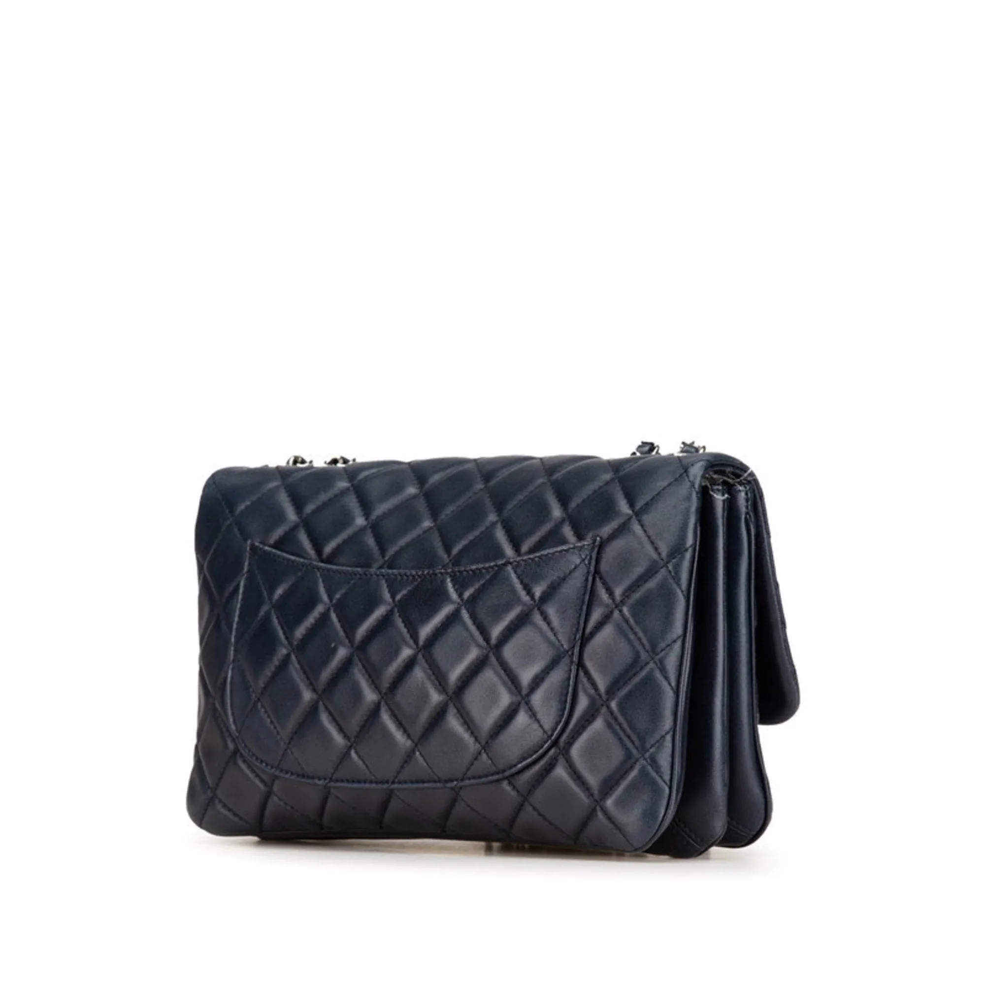Chanel Navy Leather Handbag Shoulder Bag (Pre-Owned)