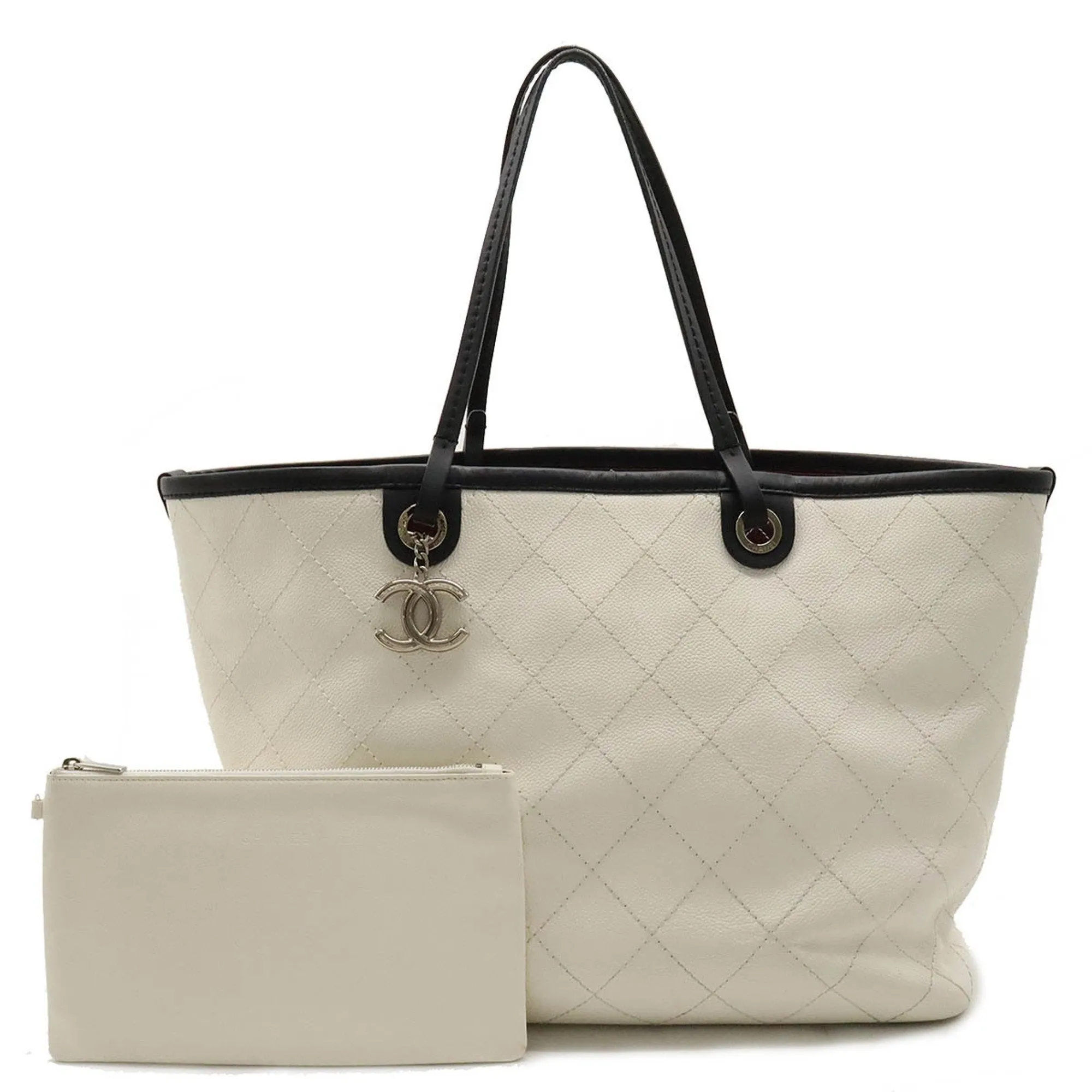Chanel On The Road  yellow Caviar Leather Pouch Shoulder Bag Tote Bag (Pre-Owned)