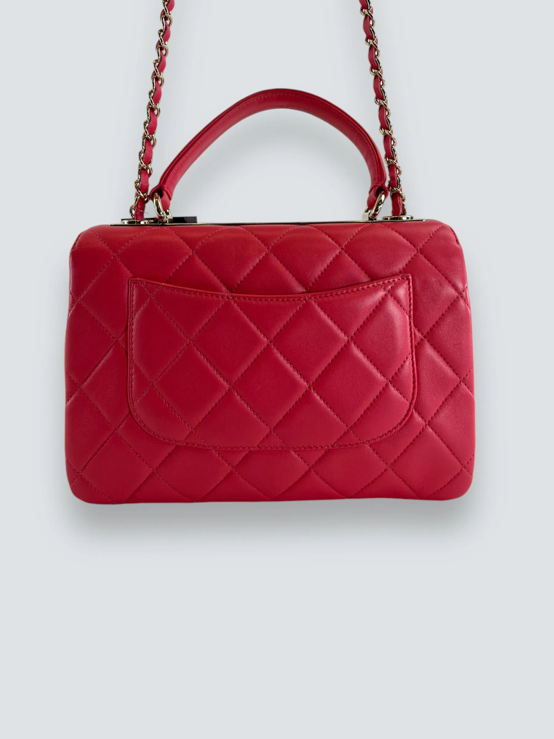 Chanel Pink Lambskin Leather Top Handle "Trendy"