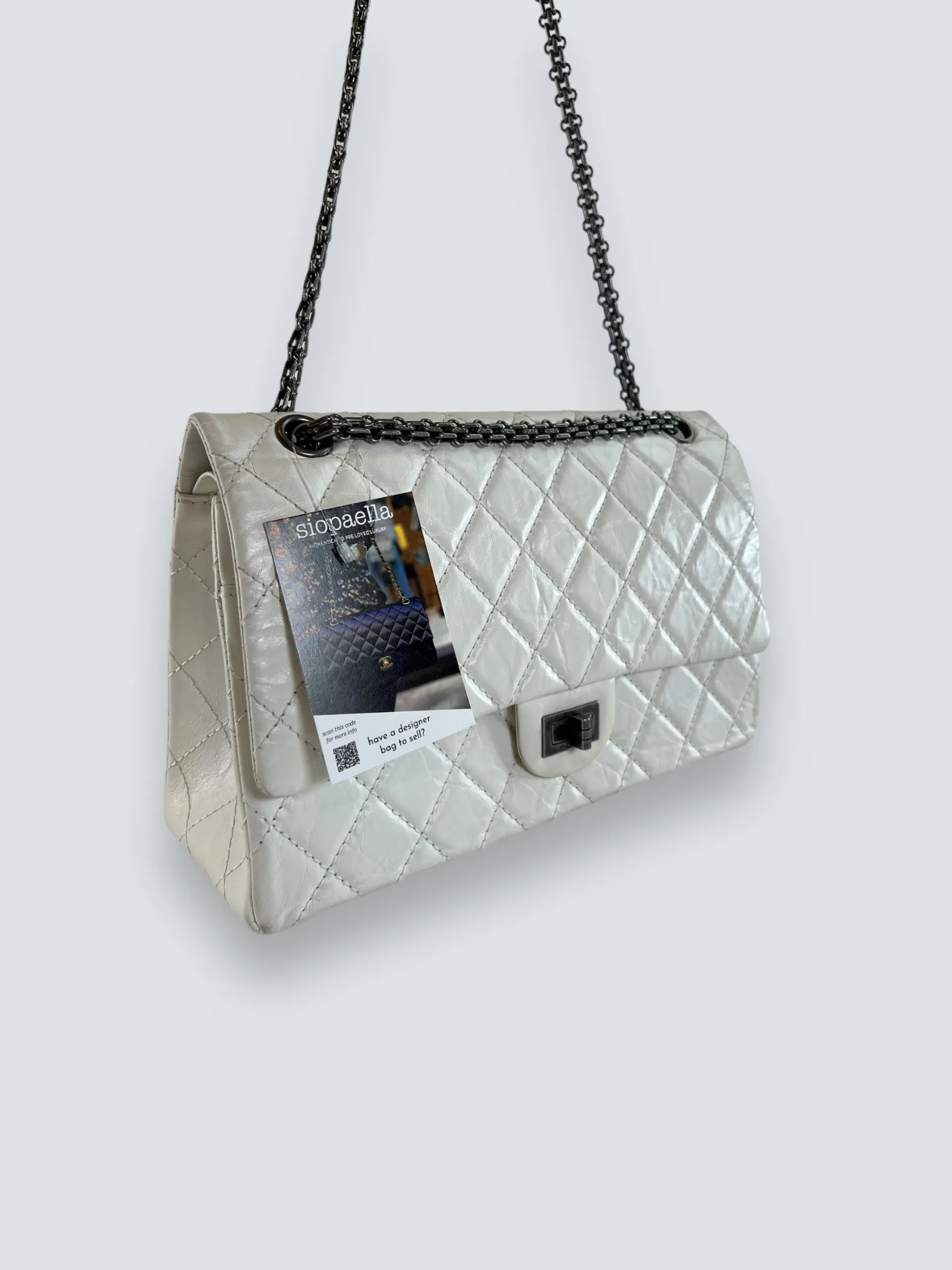 Chanel Quilted White 2.55 Handbag