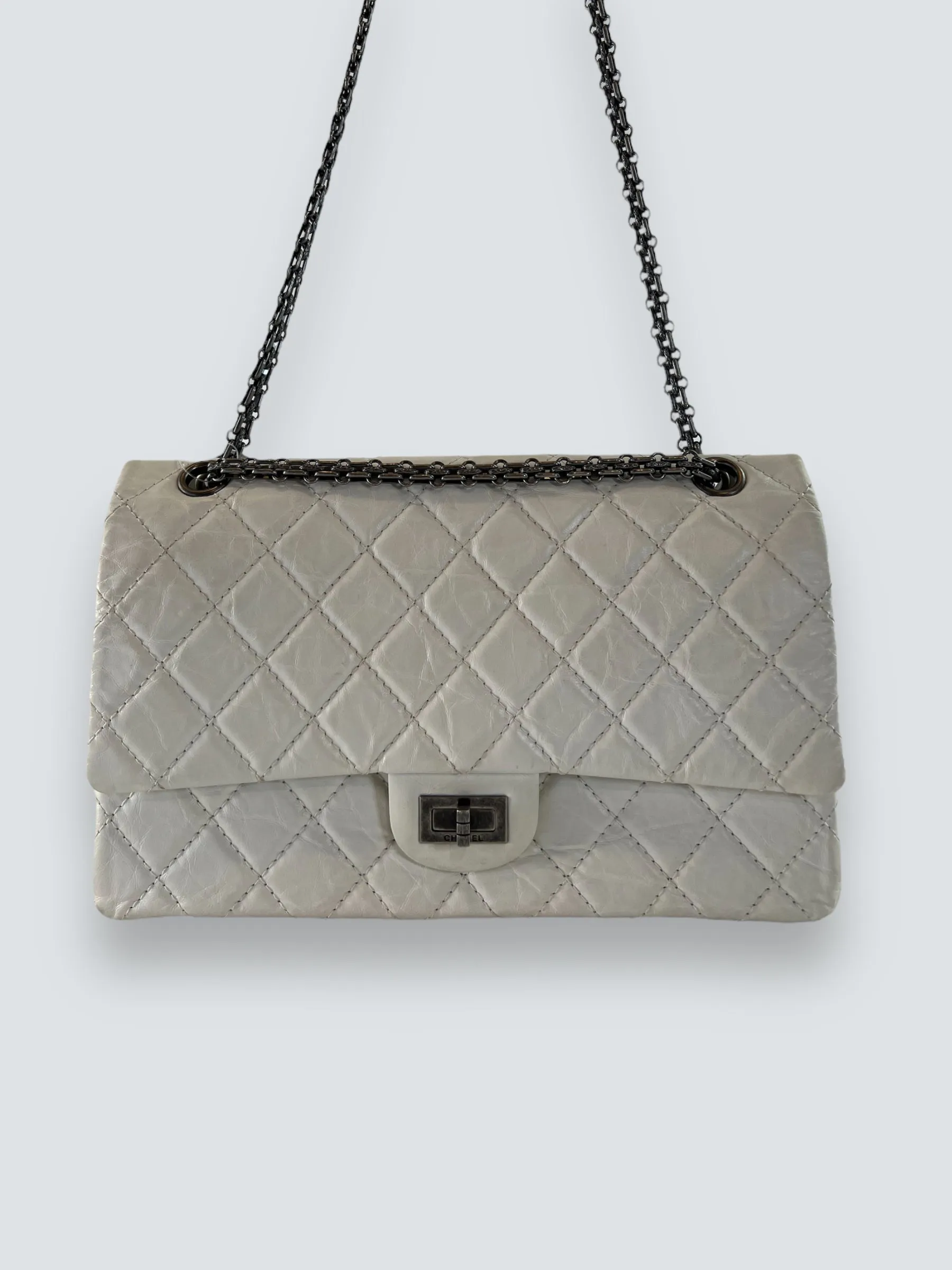 Chanel Quilted White 2.55 Handbag