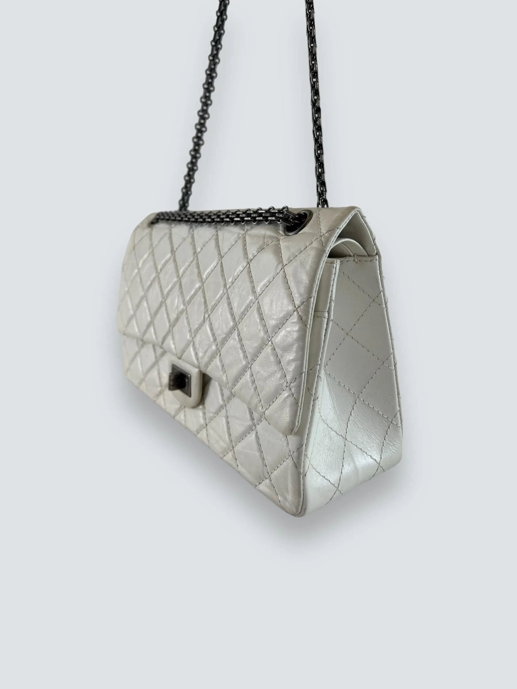 Chanel Quilted White 2.55 Handbag