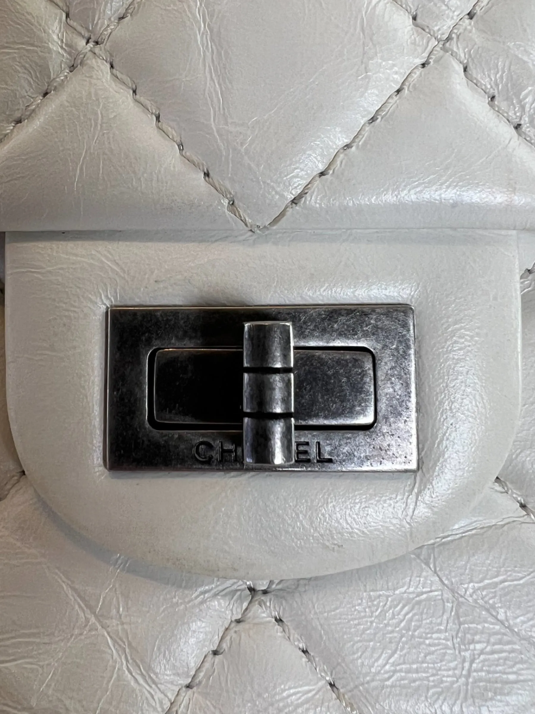 Chanel Quilted White 2.55 Handbag