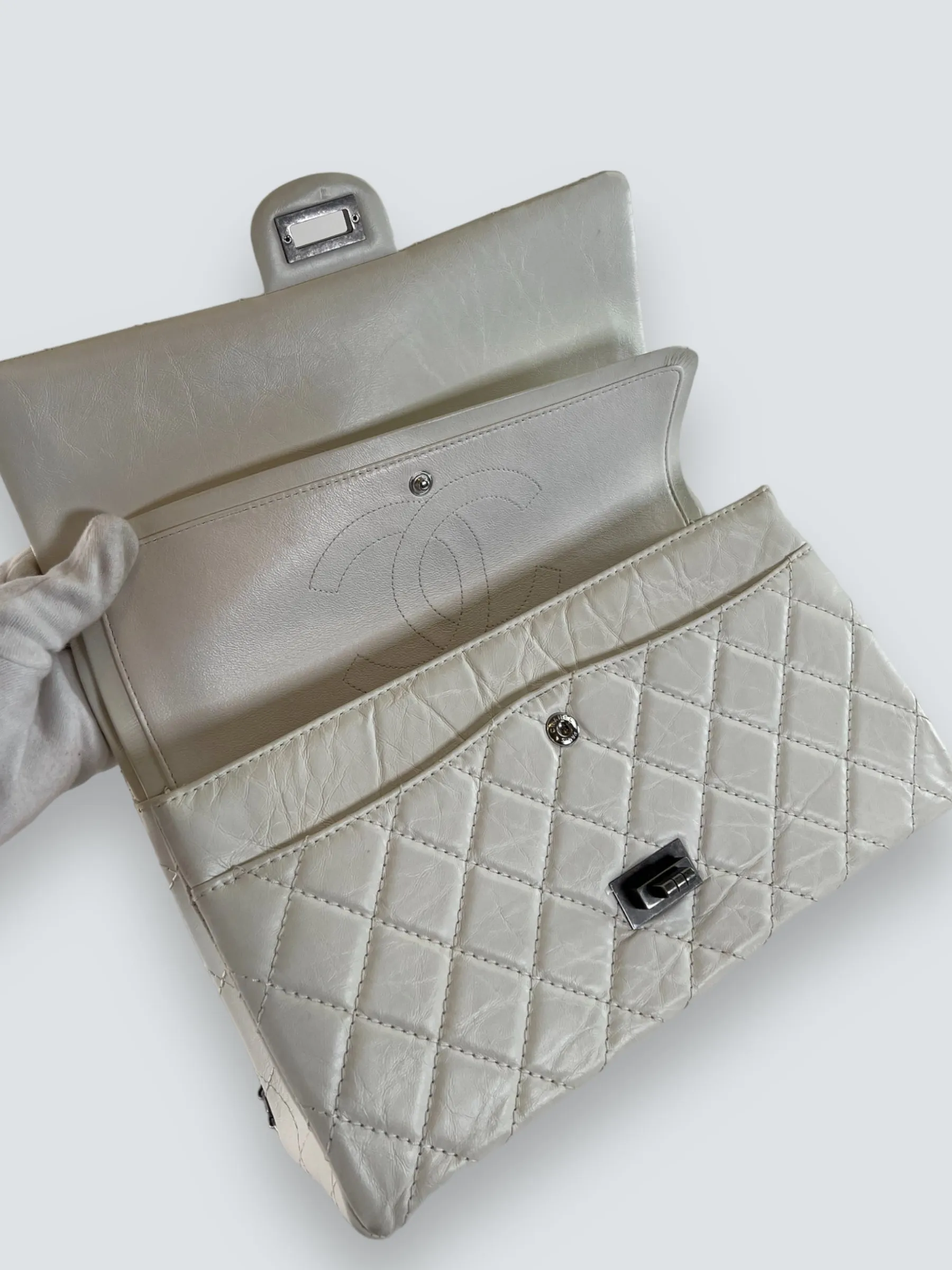 Chanel Quilted White 2.55 Handbag