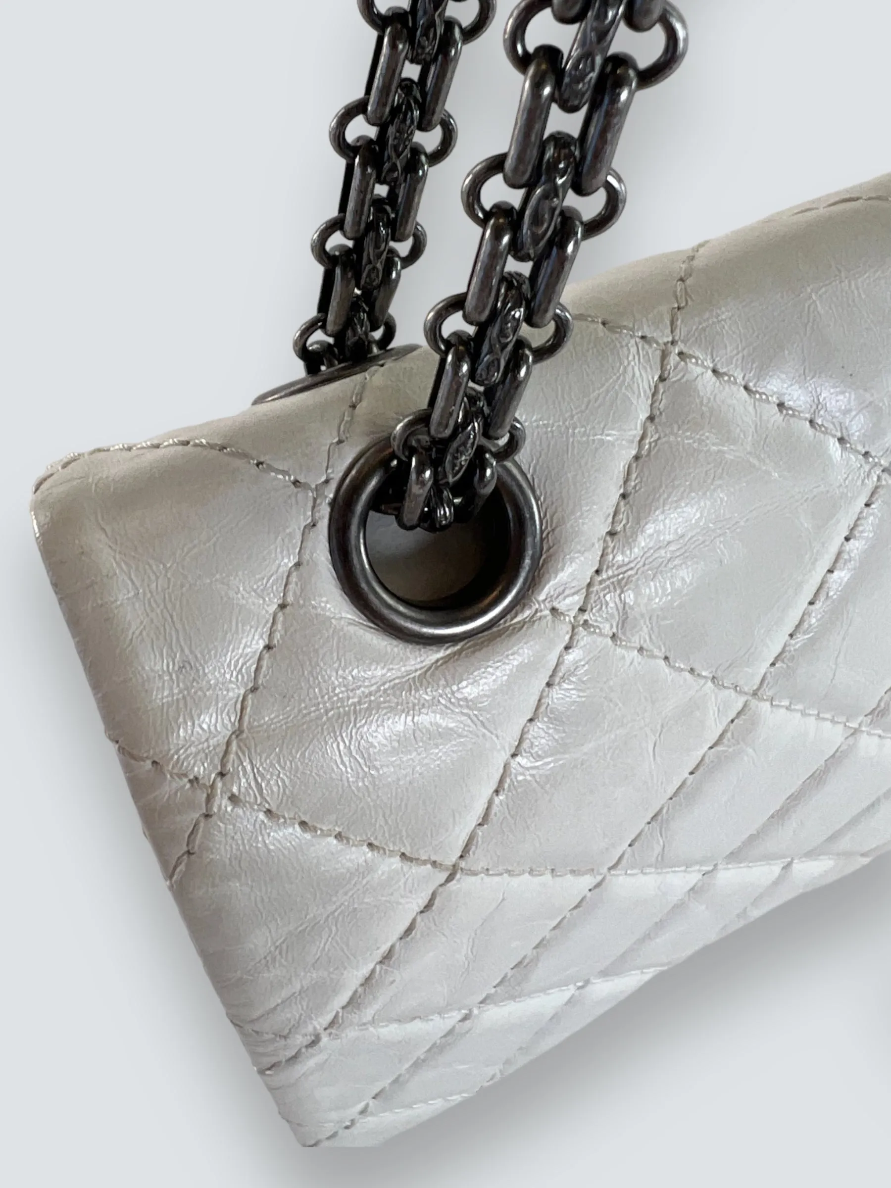 Chanel Quilted White 2.55 Handbag