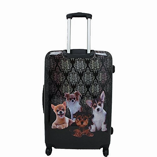Chariot 20" Lightweight Spinner Carry-On Hardside Suitcase Luggage-Doggies, Black