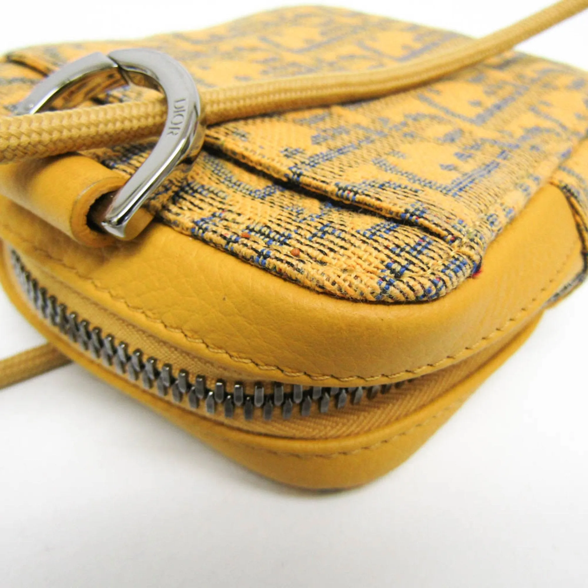 Christian Dior Leather Jacquard Pouch Shoulder Bag (Pre-Owned)