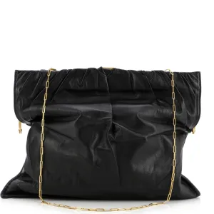 Clasp Ruched Flap Bag Leather Medium