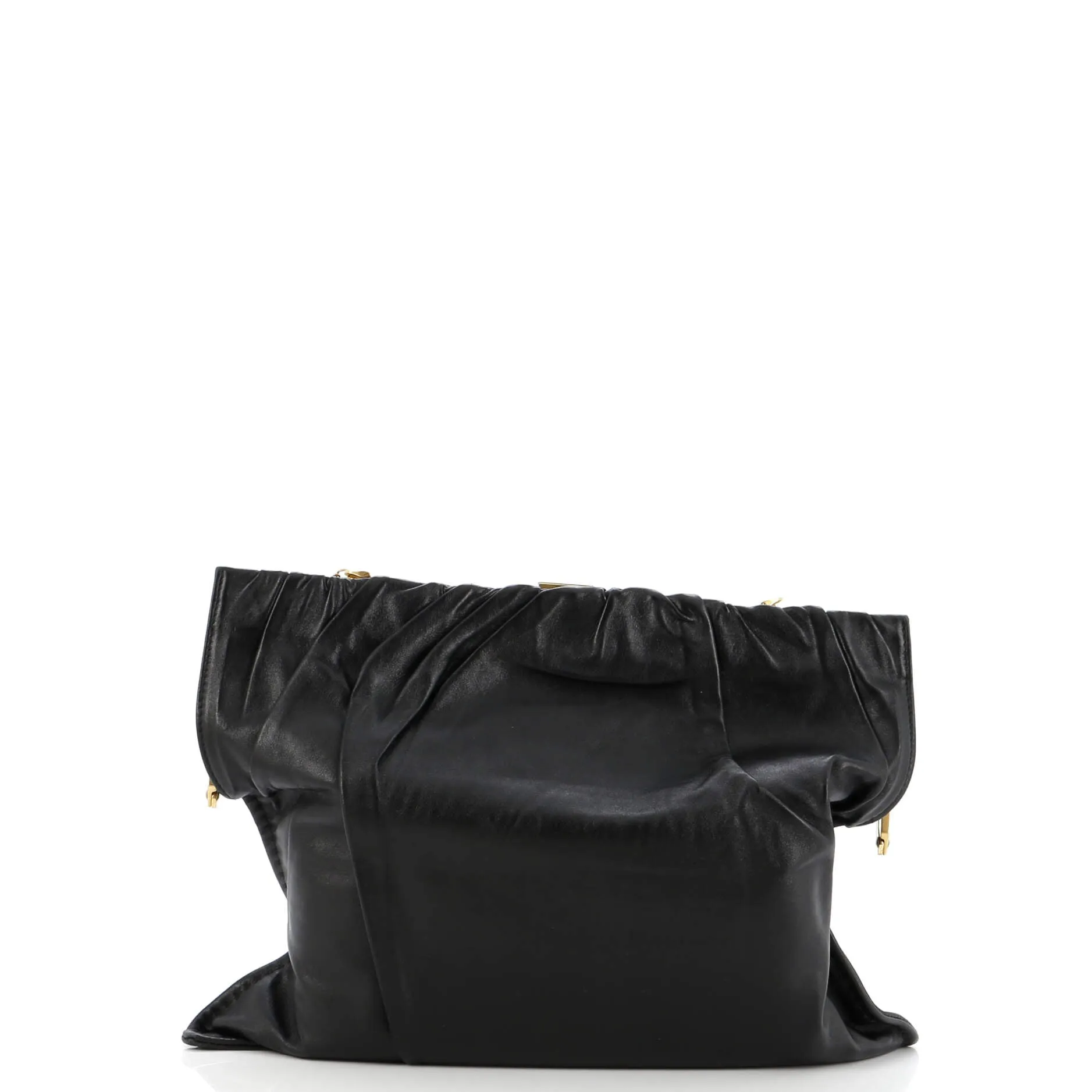 Clasp Ruched Flap Bag Leather Medium