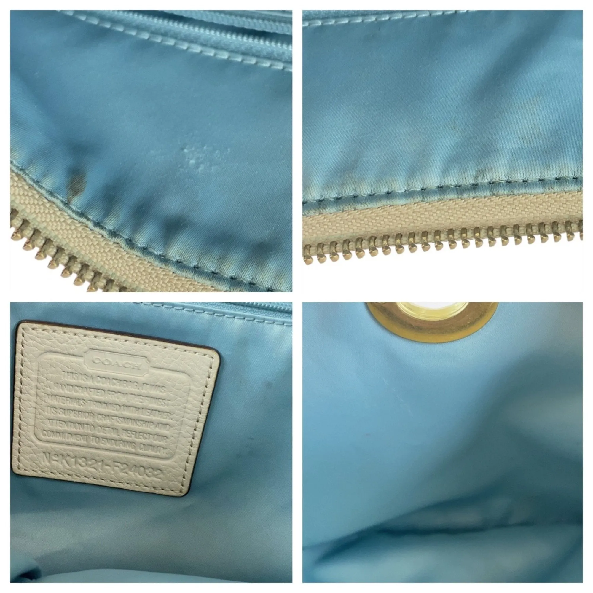 Coach blue Signature Line Leather Shoulder Bag (Pre-Owned)