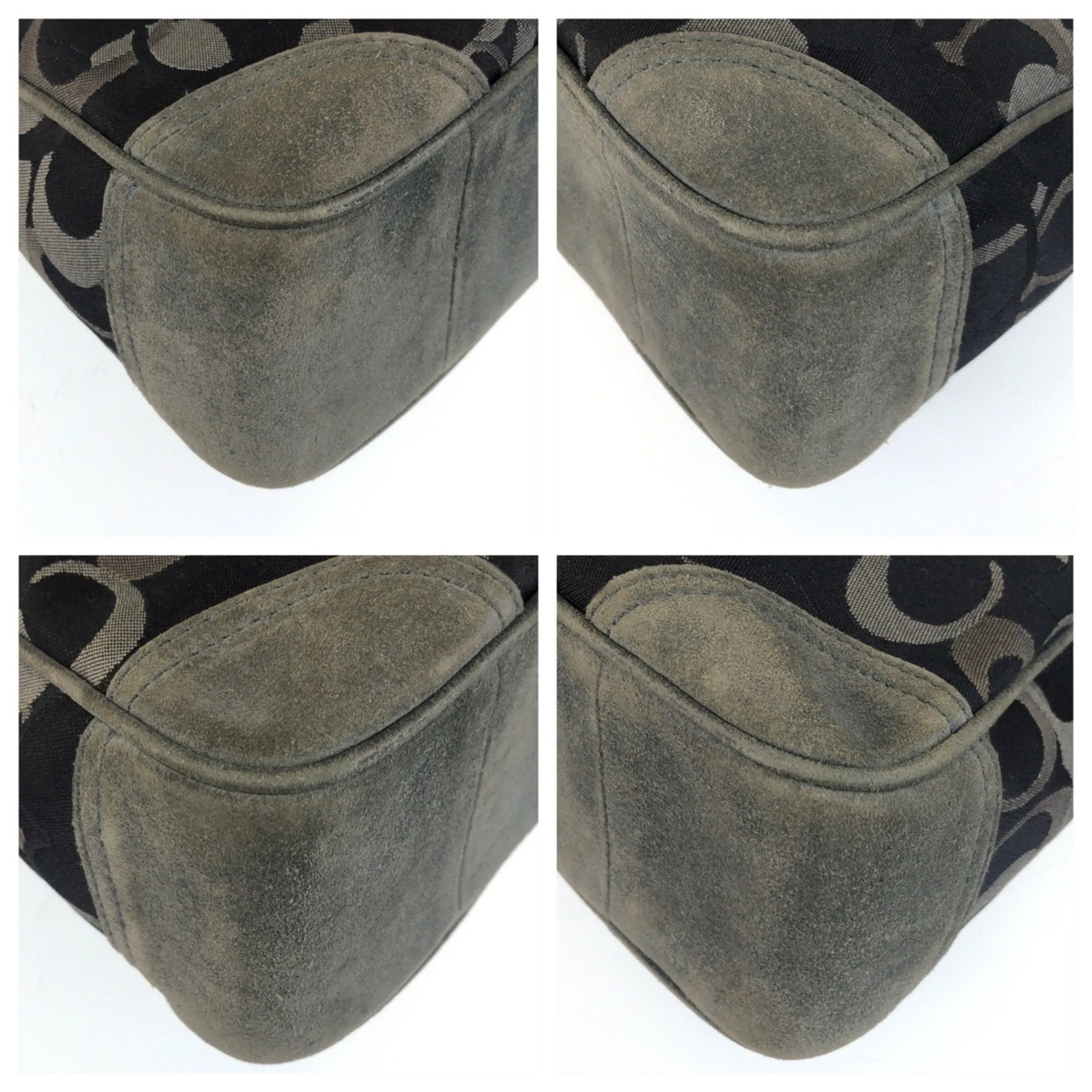 Coach  Canvas Suede Shoulder Bag (Pre-Owned)