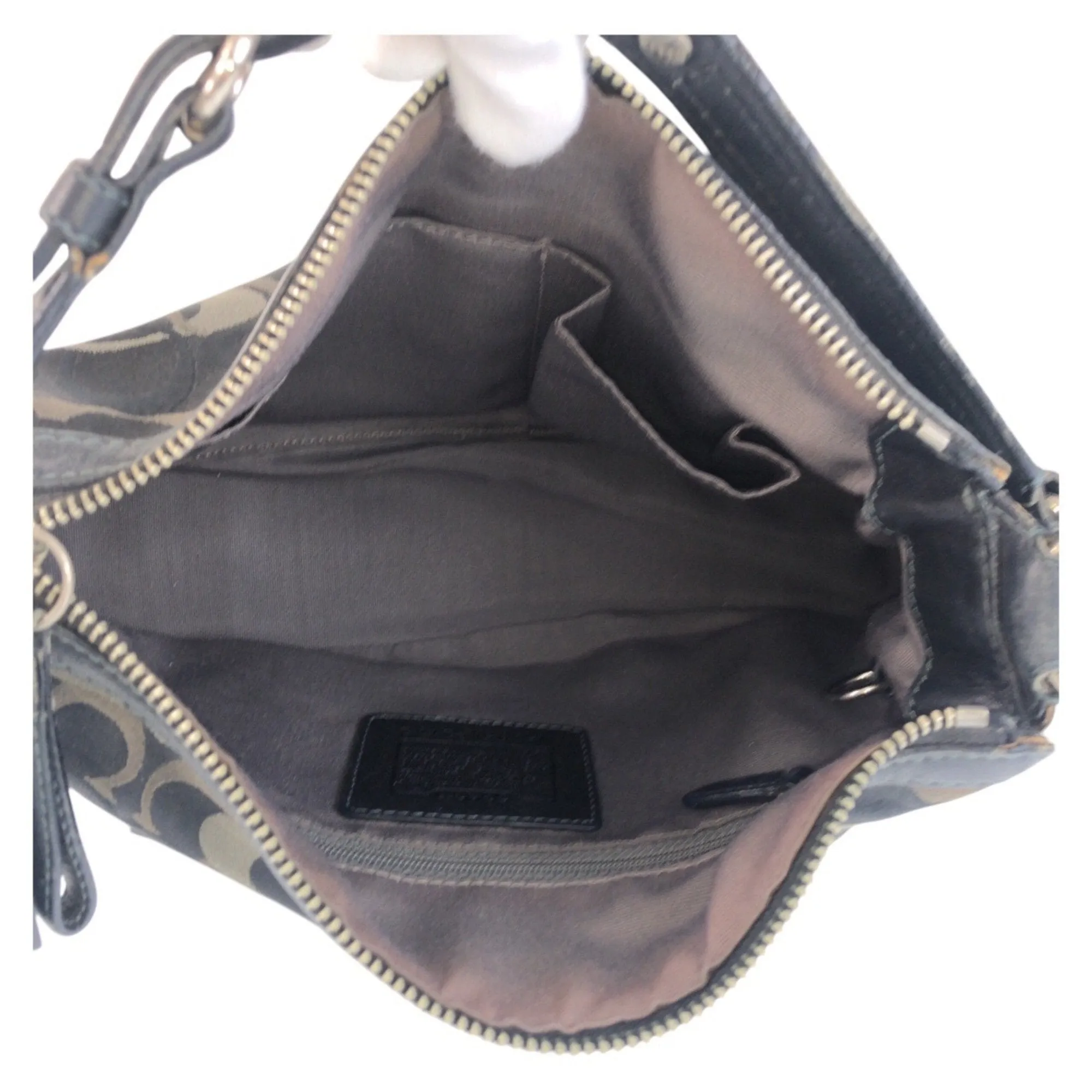 Coach  Canvas Suede Shoulder Bag (Pre-Owned)