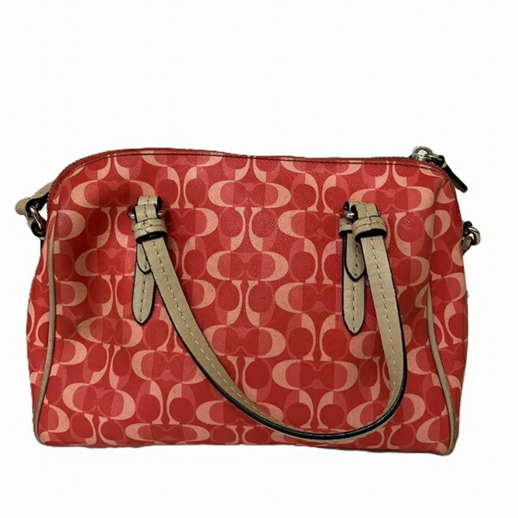 Coach Signature  pink Pvc Boston Bag Handbag Shoulder Bag (Pre-Owned)