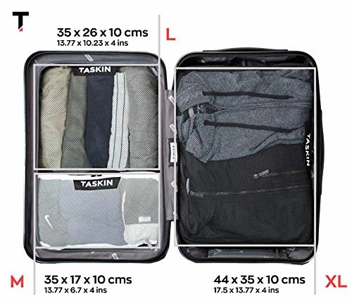 Compression Packing Cubes | Triple Zipper | Separate Clean & Dirty Compartments w/Flexible Separator | YKK Zippers