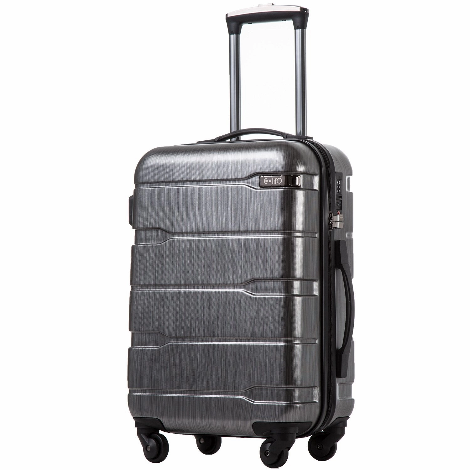 COOLIFE Luggage Expandable(only 28") Suitcase PC ABS Spinner Built-in TSA Lock 20in 24in 28in Carry on (Charcoal, S(20in_Carry on))