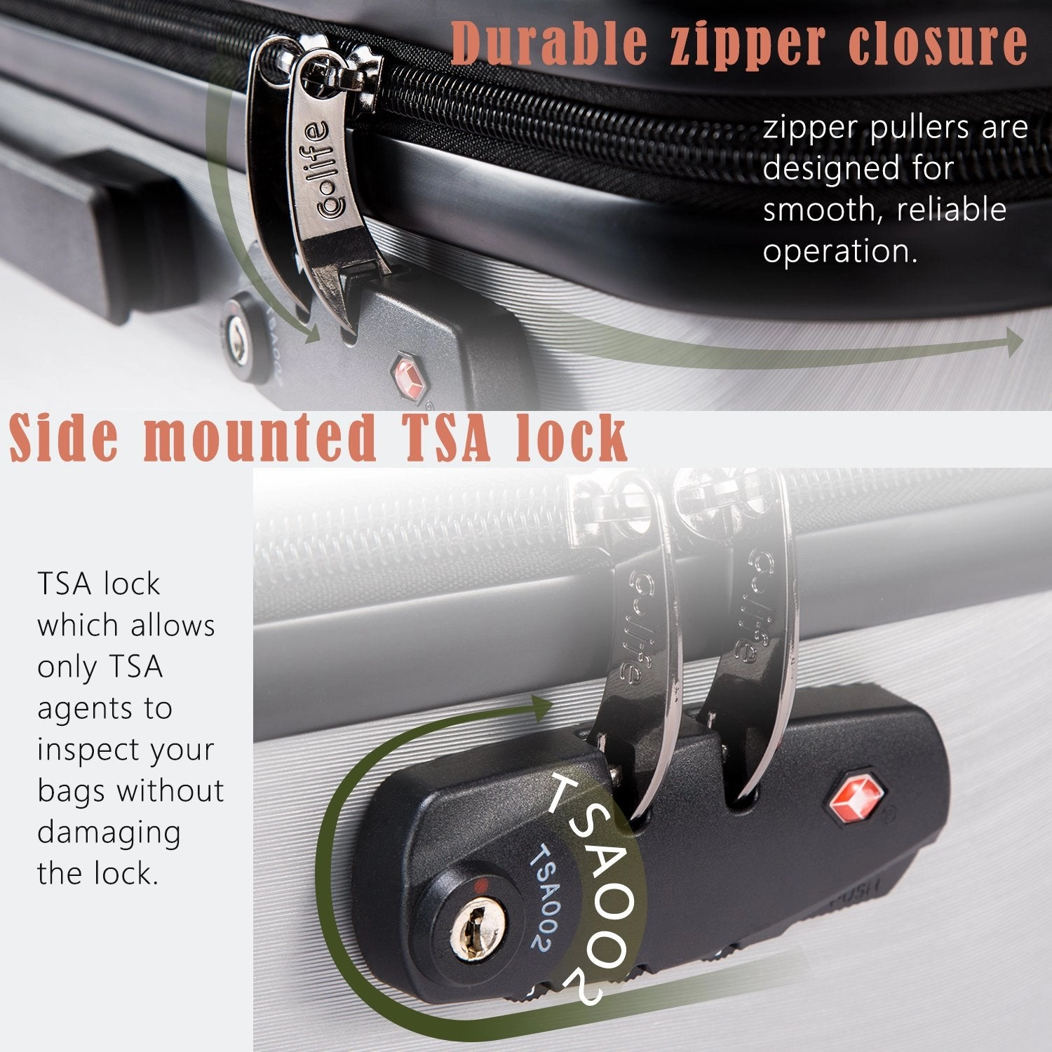 Coolife Luggage Expandable Suitcase PC ABS with TSA Lock Spinner 20in 24in 28in (navy, S(20in_carry on))