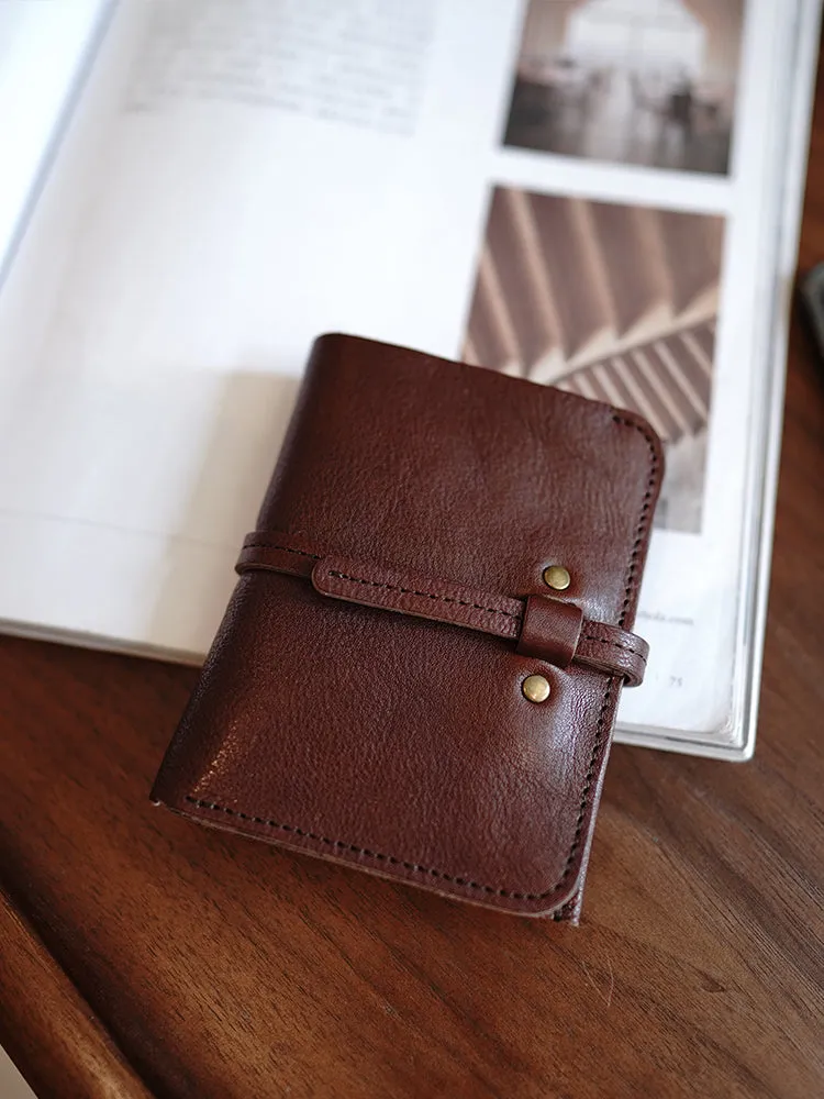 Cute Black Leather Womens Slim Small Wallet Classic Billfold Wallet With Buckle For Women