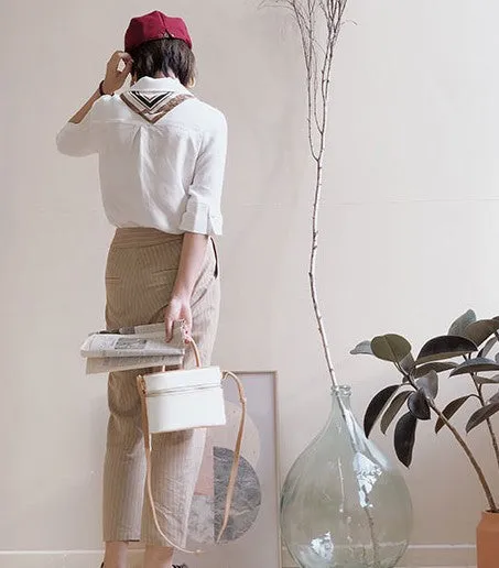 Cute Leather White Womens Mini Box Purse Handbag Barrel Shoulder Bag for Women