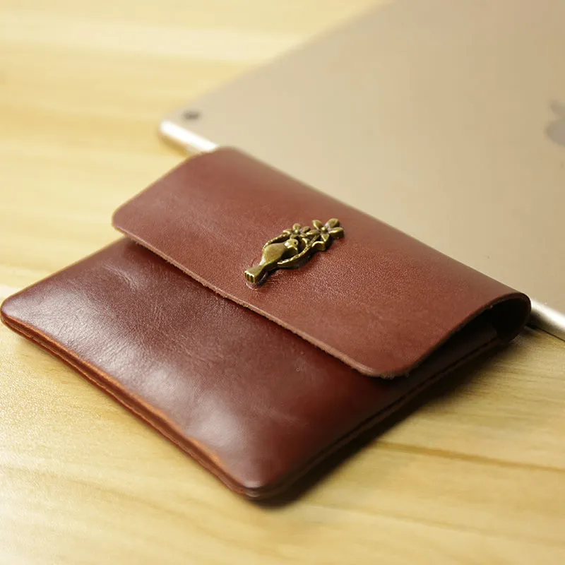Cute Women Brown Leather Mini Coin Wallet Crown Change Wallet For Women