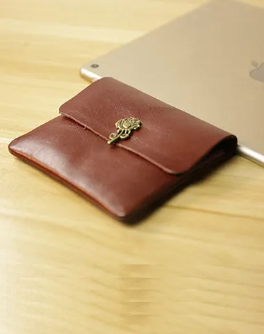 Cute Women Brown Leather Mini Coin Wallet Crown Change Wallet For Women