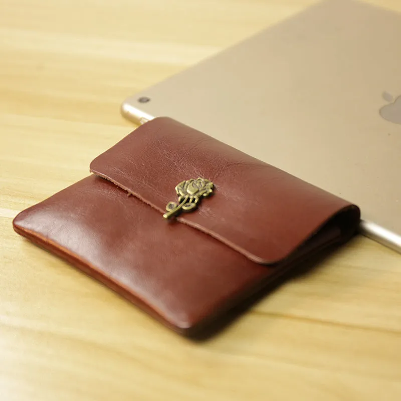 Cute Women Brown Leather Mini Coin Wallet Crown Change Wallet For Women