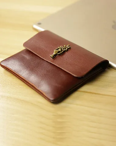 Cute Women Brown Leather Mini Coin Wallet Crown Change Wallet For Women